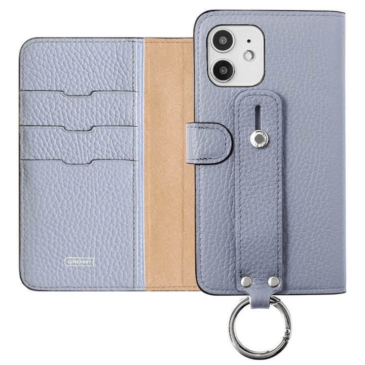 Genuine leather 32 colors Italian shrink leather hand belt attached notebook-style case (with belt) Galaxy series