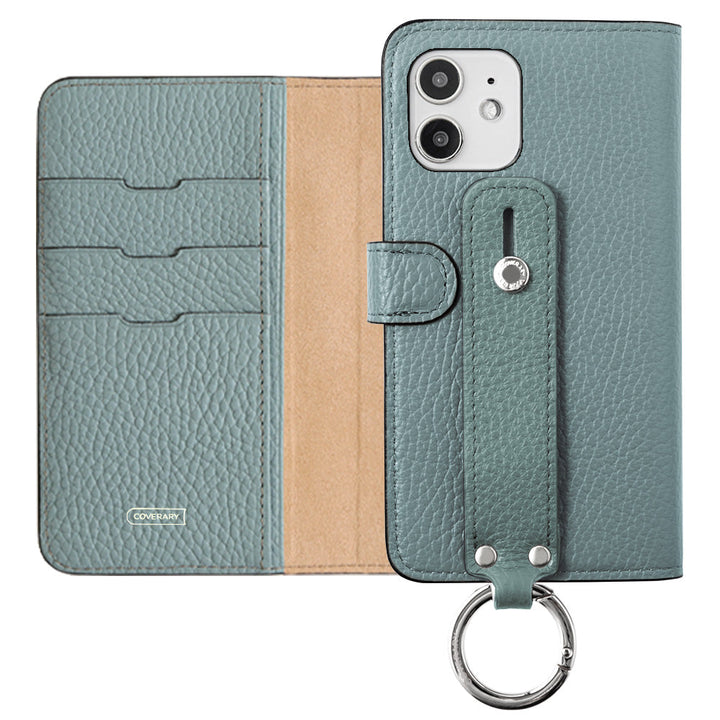 Genuine leather 32 colors Italian shrink leather hand belt attached notebook-style case (with belt) Galaxy series