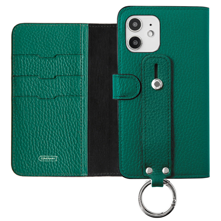 Genuine leather 32 colors Italian shrink leather hand belt attached notebook-style case (with belt) Galaxy series