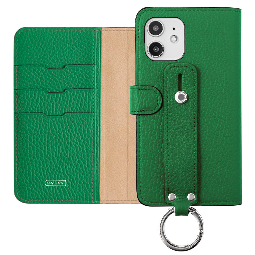 Genuine leather 32 colors Italian shrink leather hand belt attached notebook-style case (with belt) Galaxy series