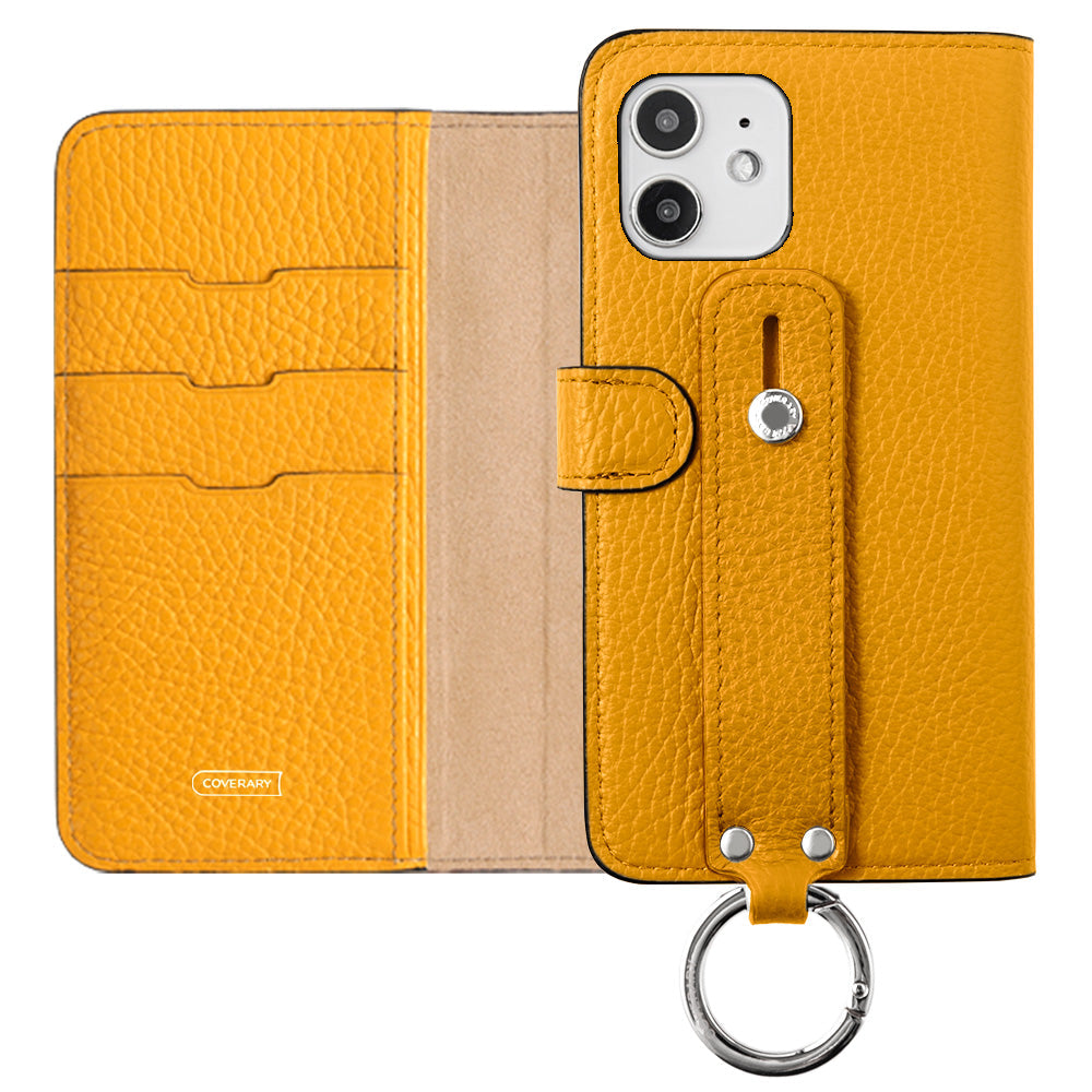 Genuine leather 32 colors Italian shrink leather hand belt attached notebook-style case (with belt) Galaxy series