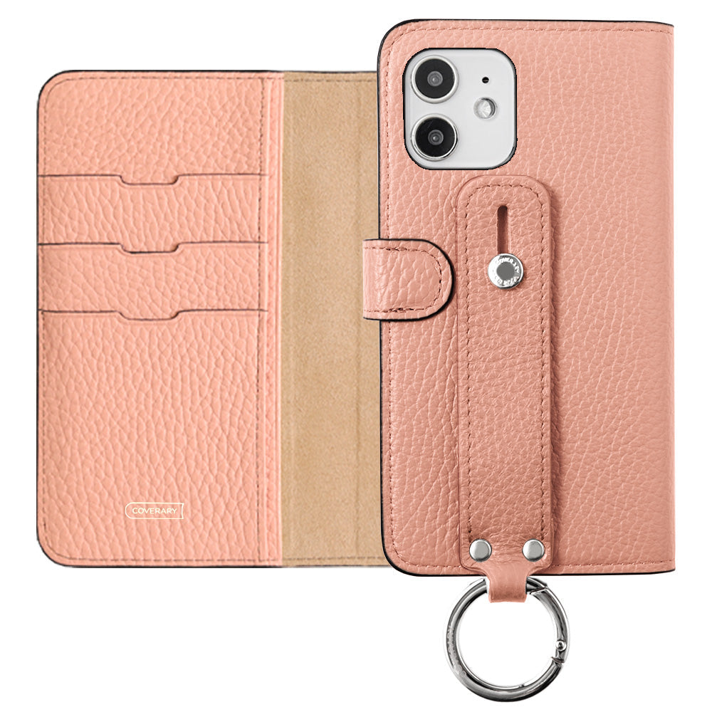 Genuine leather 32 colors Italian shrink leather hand belt attached notebook-style case (with belt) Galaxy series