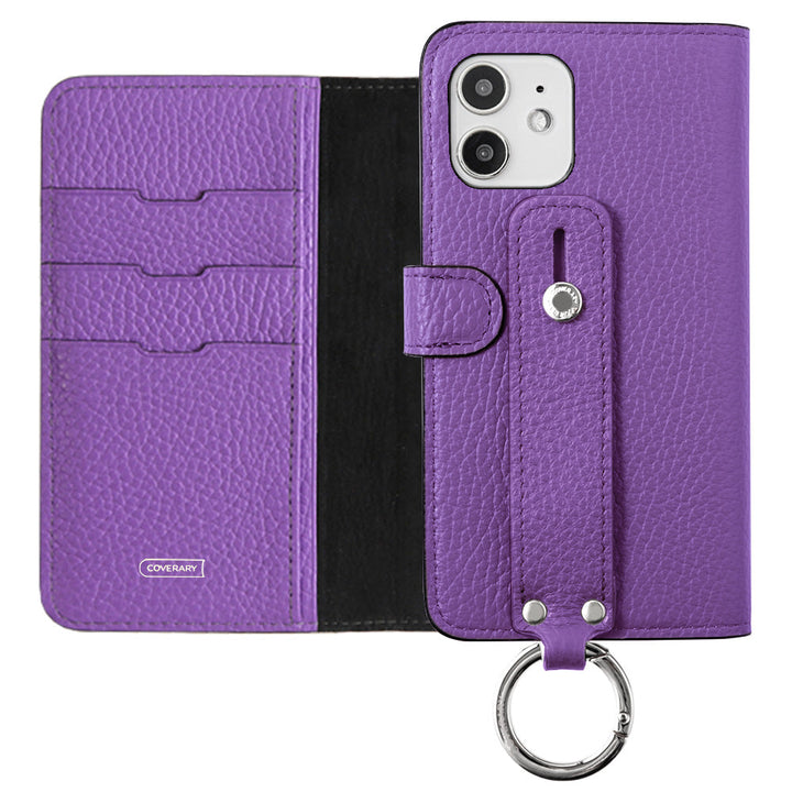 Étui portefeuille en cuir véritable 32 couleurs cuir italien grainé avec ceinture à main (avec ceinture) pour la série Xperia