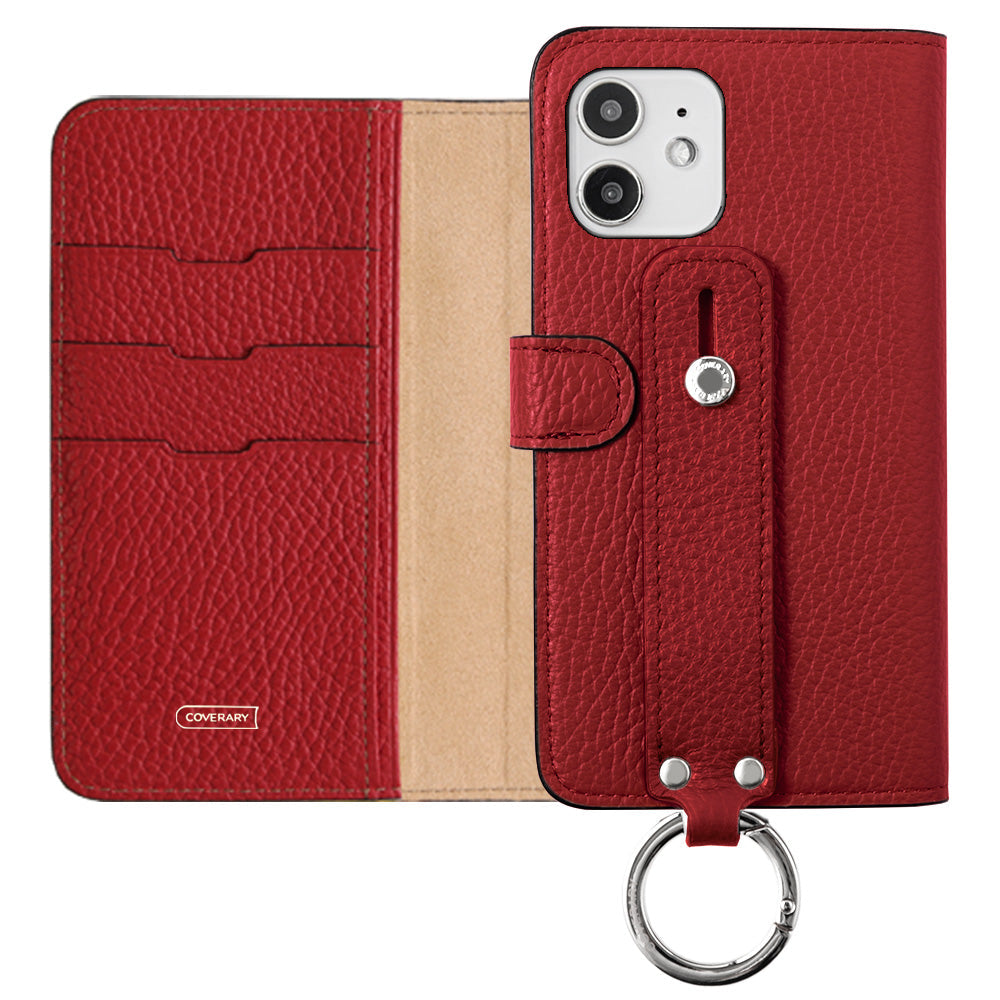 Genuine leather 32 colors Italian shrink leather hand belt attached notebook-style case (with belt) Galaxy series