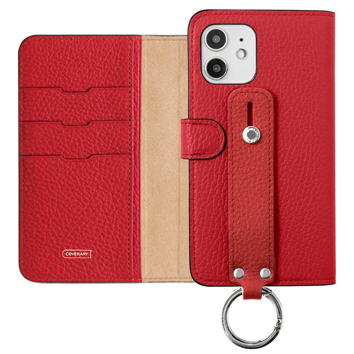 Genuine leather 32 colors Italian shrink leather hand belt attached notebook-style case (with belt) Galaxy series