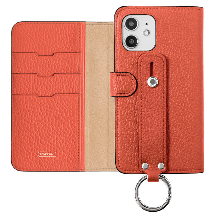 Étui portefeuille en cuir véritable 32 couleurs cuir italien grainé avec ceinture à main (avec ceinture) pour la série Xperia