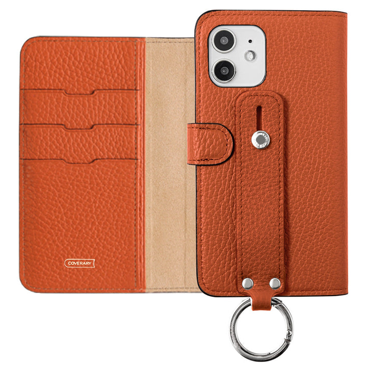 Étui portefeuille en cuir véritable 32 couleurs cuir italien grainé avec ceinture à main (avec ceinture) pour la série Xperia