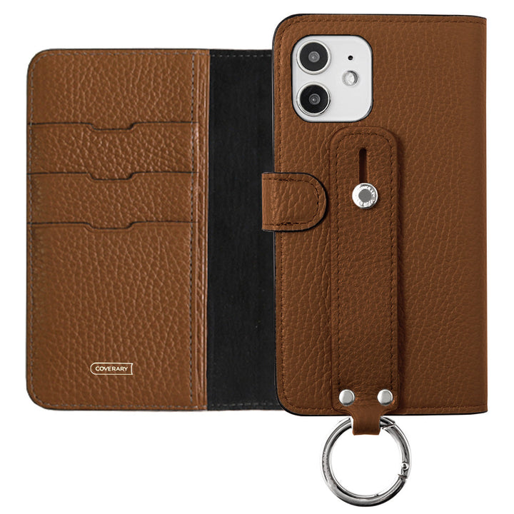 Genuine leather 32 colors Italian shrink leather hand belt attached notebook-style case (with belt) Galaxy series