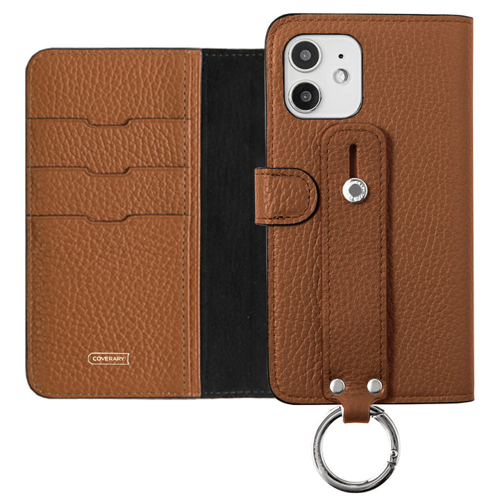 Étui portefeuille en cuir véritable 32 couleurs cuir italien grainé avec ceinture à main (avec ceinture) pour la série Xperia