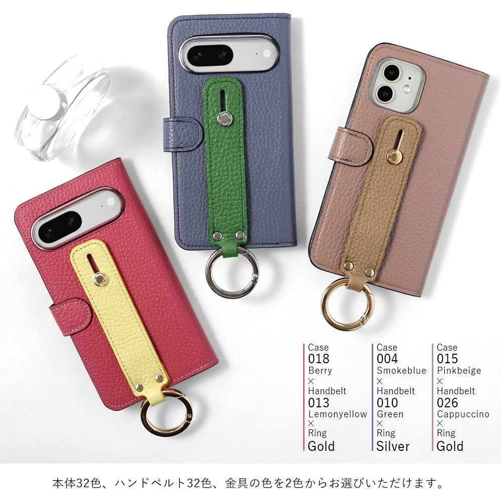 Genuine leather 32 colors Italian shrink leather hand belt attached notebook-style case (with belt) Galaxy series