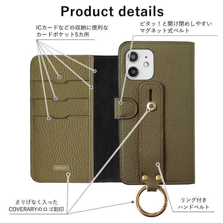 Étui portefeuille en cuir véritable 32 couleurs cuir italien grainé avec ceinture à main (avec ceinture) pour la série Xperia