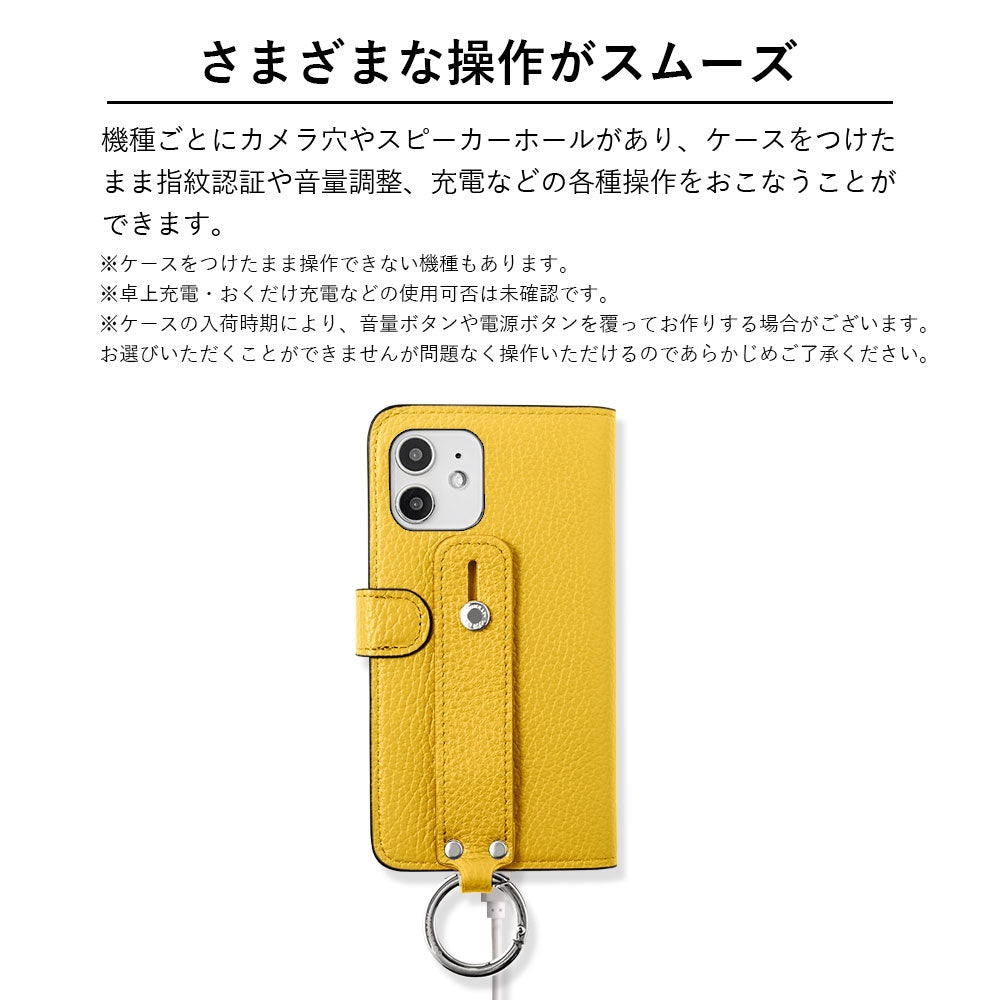 Genuine leather 32 colors Italian shrink leather hand belt attached notebook-style case (with belt) Galaxy series