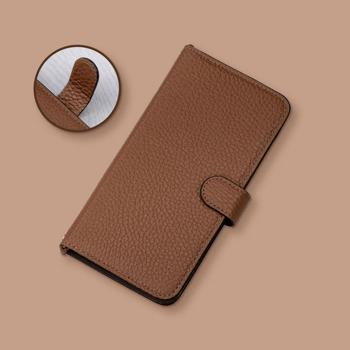 Genuine leather 32 colors Italian shrink leather shoulder strap included flower motif notebook-style case (with belt) Google Pixel series