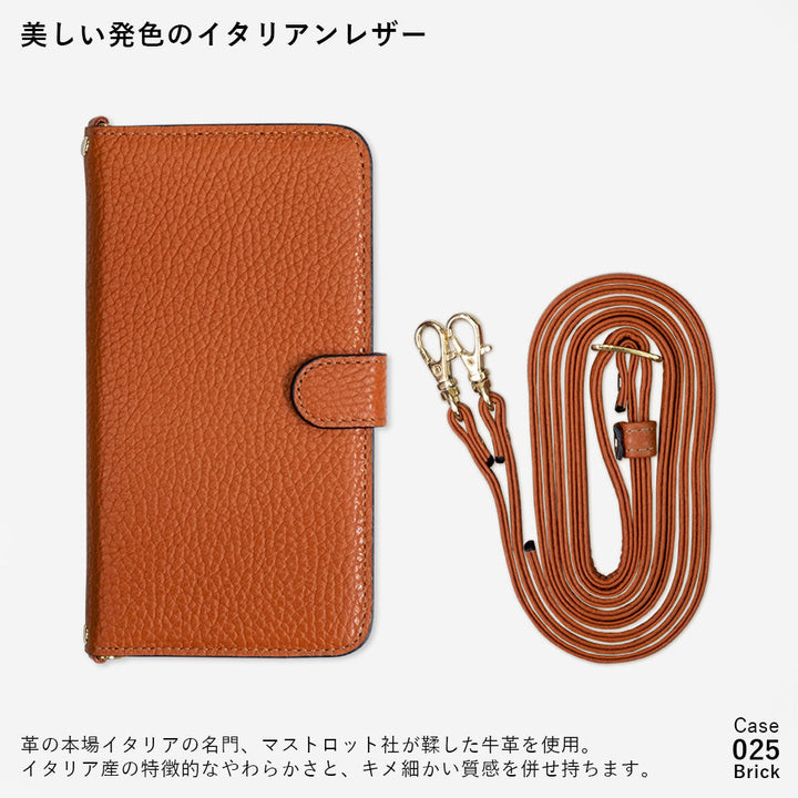 Genuine leather 32 colors Italian shrink leather with shoulder strap Crystal pearl decoration notebook-style case (with belt) AQUOS series