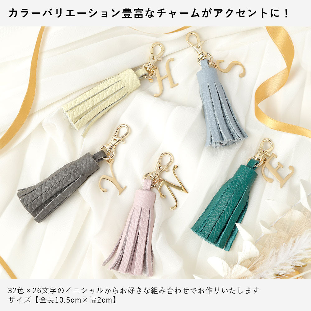 本革 イタリアンシュリンクレザー 三つ折り ファスナーポケット＆ショルダーストラップ付き イニシャル タッセルチャーム 手帳型ケース Google Pixelシリーズ