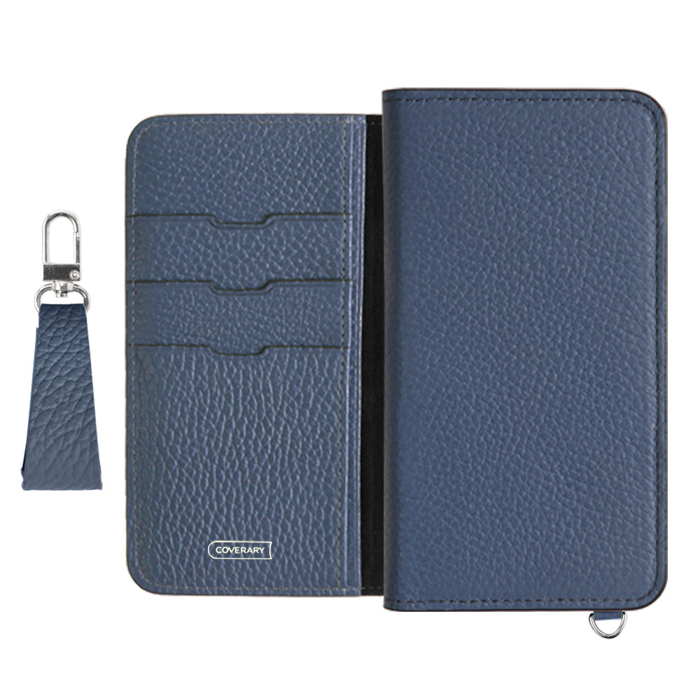 Étui portefeuille en cuir véritable italien grainé 32 couleurs avec sangle pour doigt pour la série Xperia