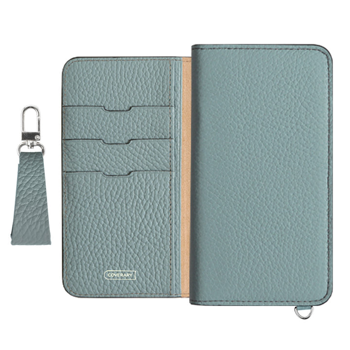 Genuine leather 32 colors Italian shrink leather with finger strap notebook-style case