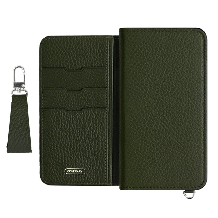 Genuine leather 32 colors Italian shrink leather with finger strap notebook-style case