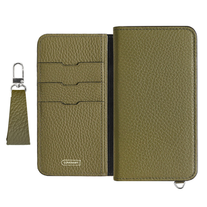 Genuine leather 32 colors Italian shrink leather with finger strap notebook-style case