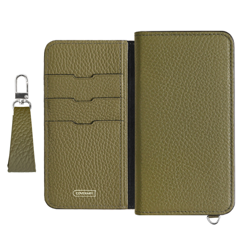 Étui portefeuille en cuir véritable italien grainé 32 couleurs avec sangle pour doigt pour la série Xperia