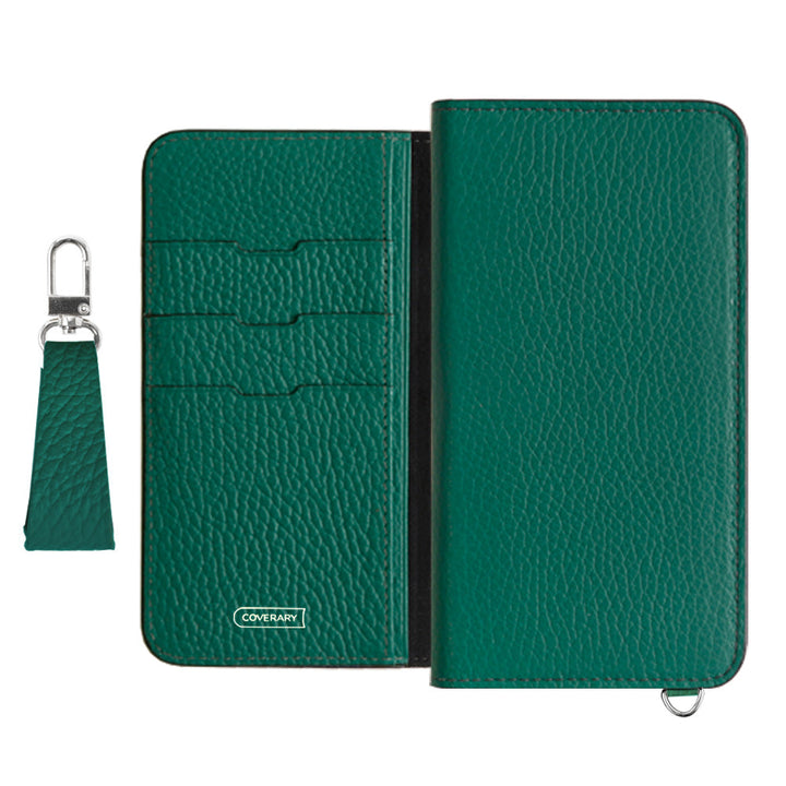 Étui portefeuille en cuir véritable italien grainé 32 couleurs avec sangle pour doigt pour la série Xperia