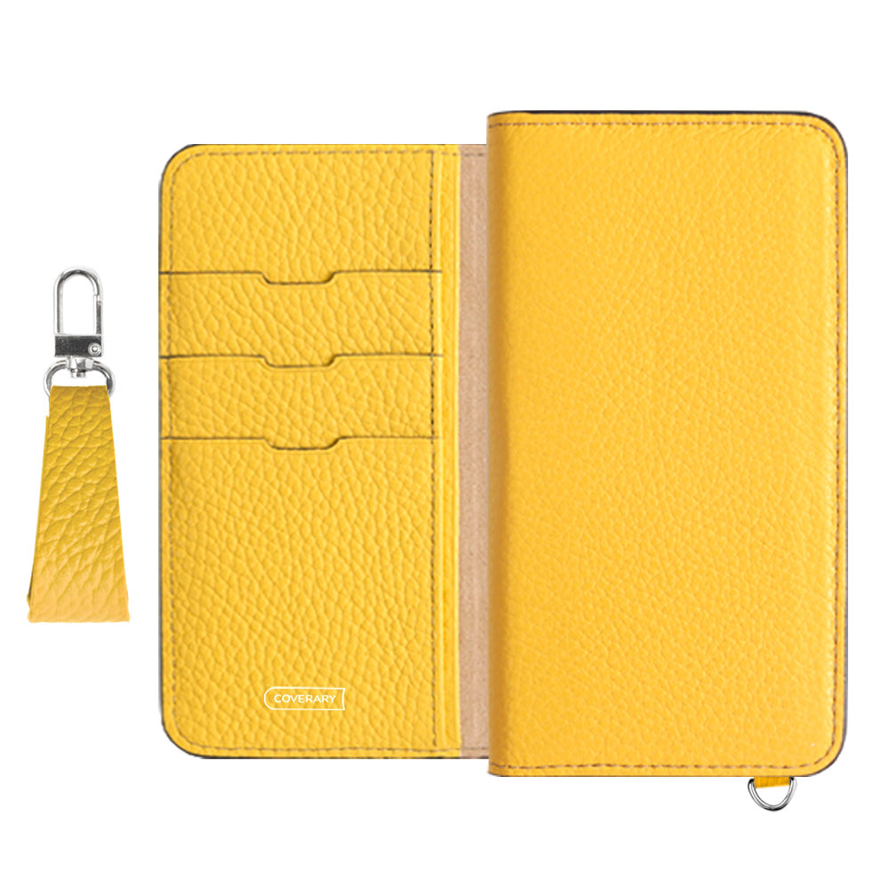 Étui portefeuille en cuir véritable italien grainé 32 couleurs avec sangle pour doigt pour la série Xperia