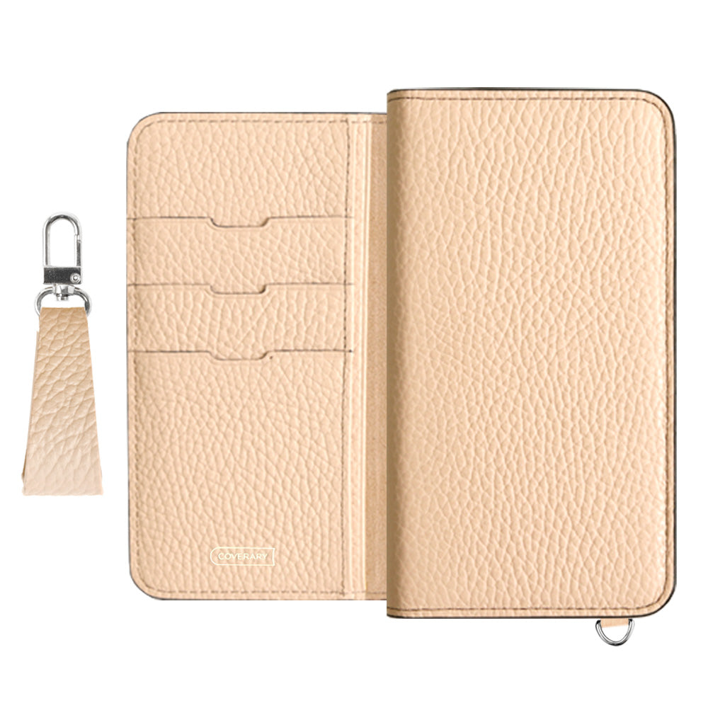 Étui portefeuille en cuir véritable italien grainé 32 couleurs avec sangle pour doigt pour la série Xperia