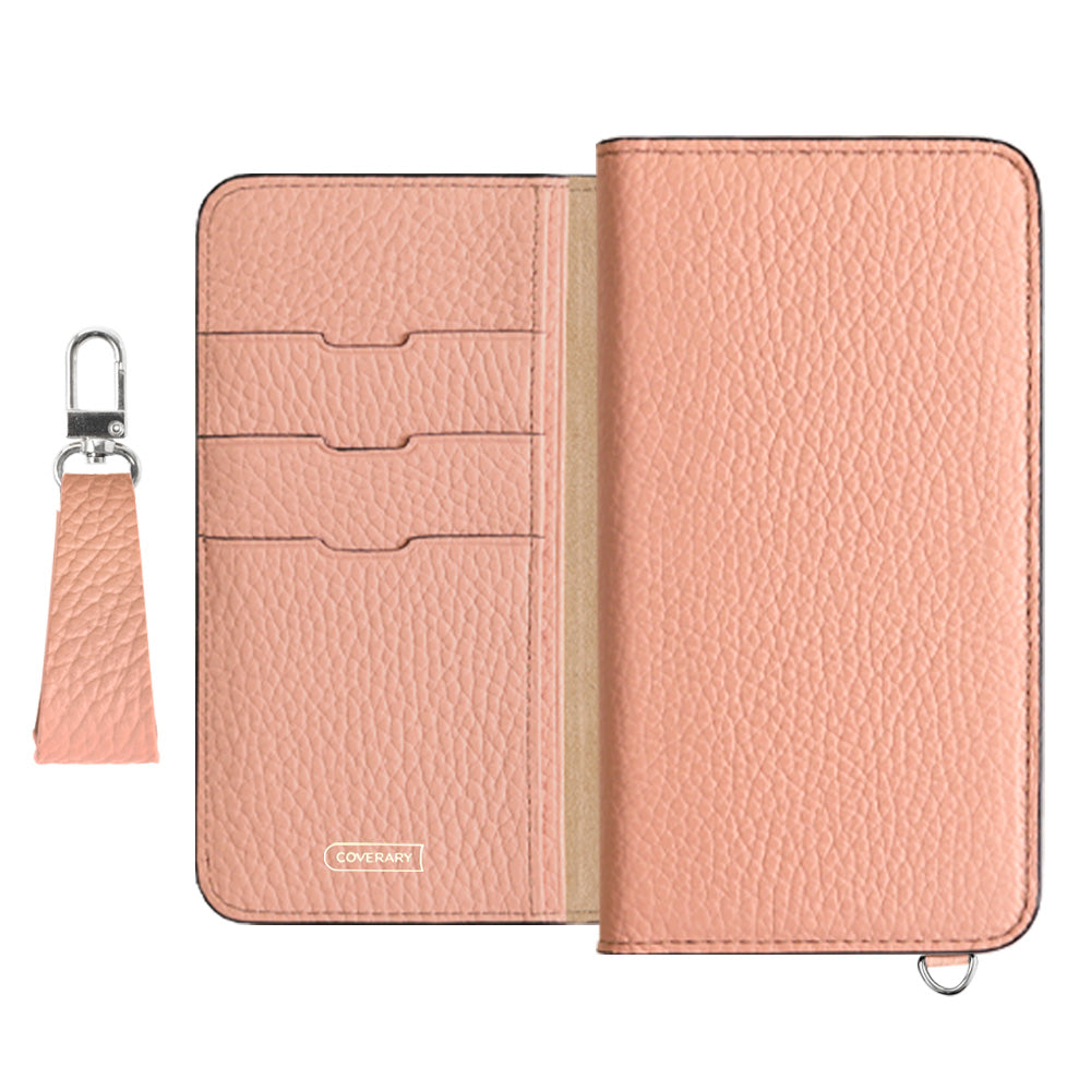 Étui portefeuille en cuir véritable italien grainé 32 couleurs avec sangle pour doigt pour la série Xperia