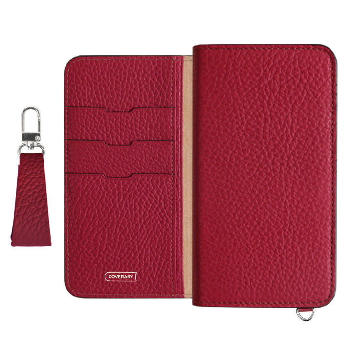 Genuine leather 32 colors Italian shrink leather with finger strap notebook-style case