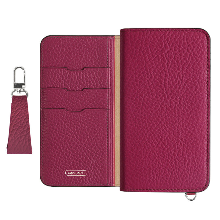 Genuine leather 32 colors Italian shrink leather with finger strap notebook-style case