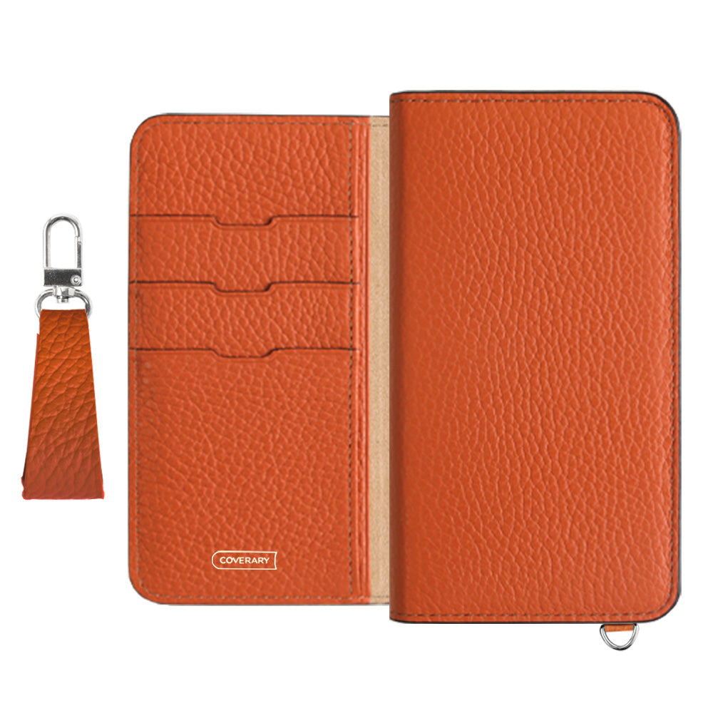 Genuine leather 32 colors Italian shrink leather with finger strap notebook-style case