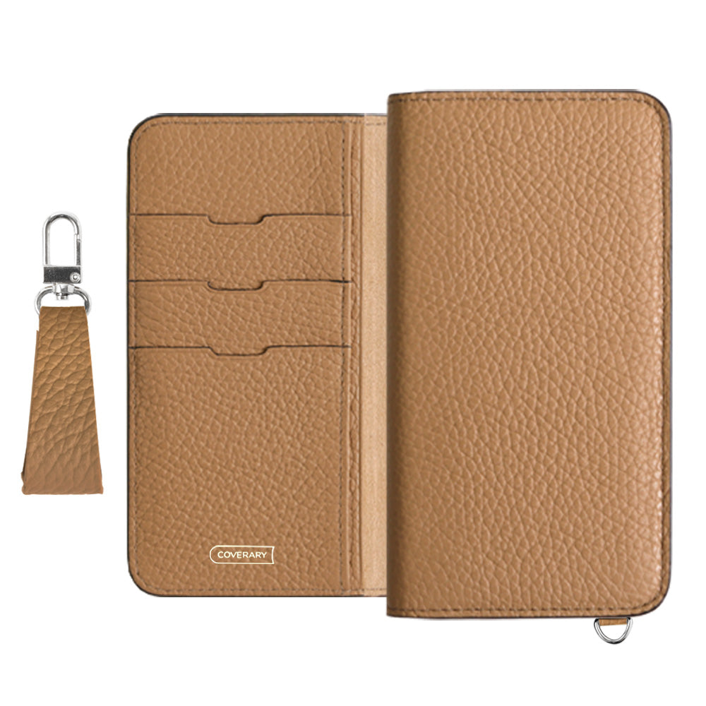 Étui portefeuille en cuir véritable italien grainé 32 couleurs avec sangle pour doigt pour la série Xperia