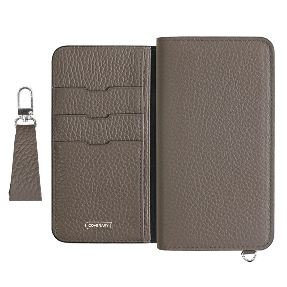 Étui portefeuille en cuir véritable italien grainé 32 couleurs avec sangle pour doigt pour la série Xperia