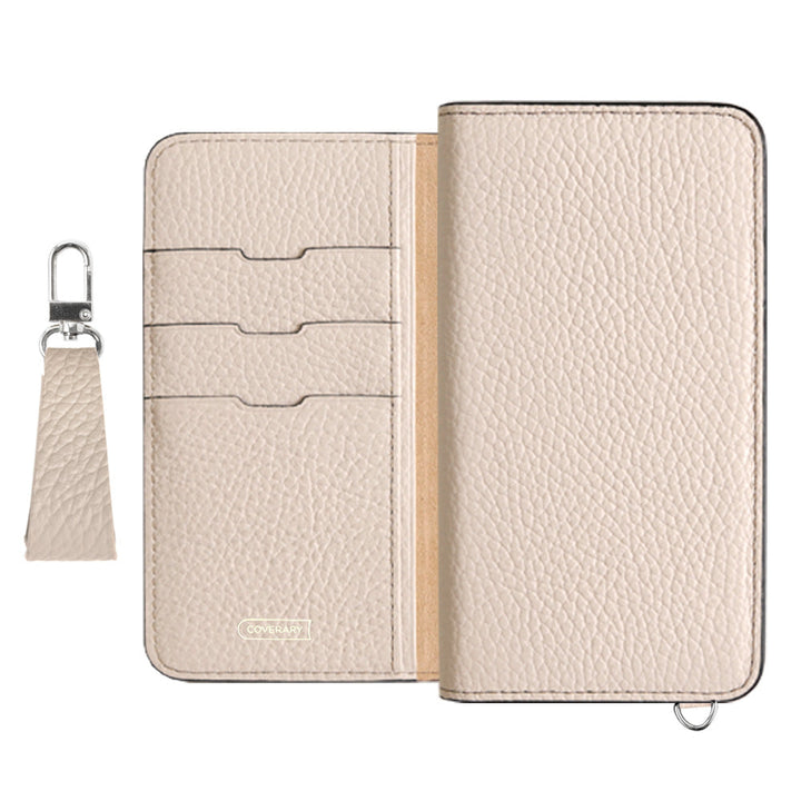 Étui portefeuille en cuir véritable italien grainé 32 couleurs avec sangle pour doigt pour la série Xperia