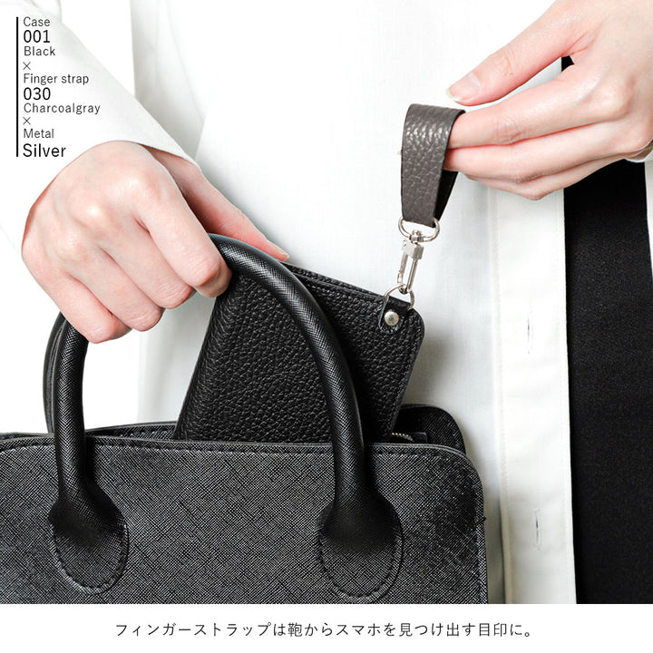 Genuine leather 32 colors Italian shrink leather with finger strap notebook-style case