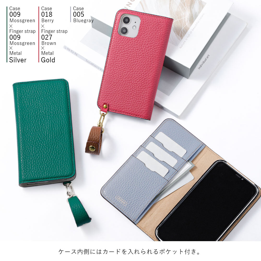 Genuine leather 32 colors Italian shrink leather with finger strap notebook-style case