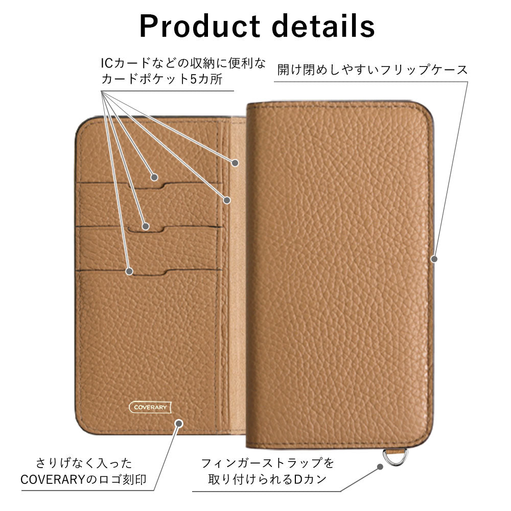 Étui portefeuille en cuir véritable italien grainé 32 couleurs avec sangle pour doigt pour la série Xperia