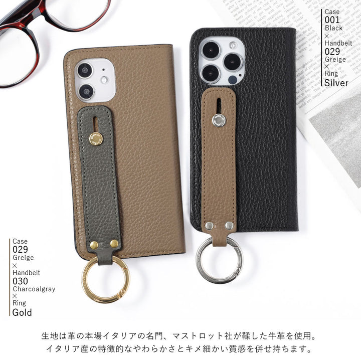 Genuine leather 32 colors Italian shrink leather with hand belt notebook-style case AQUOS series