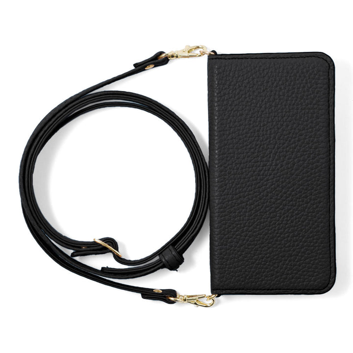 本革 32色 イタリアンシュリンクレザー ショルダーストラップ付き 手帳型ケース AQUOSシリーズ