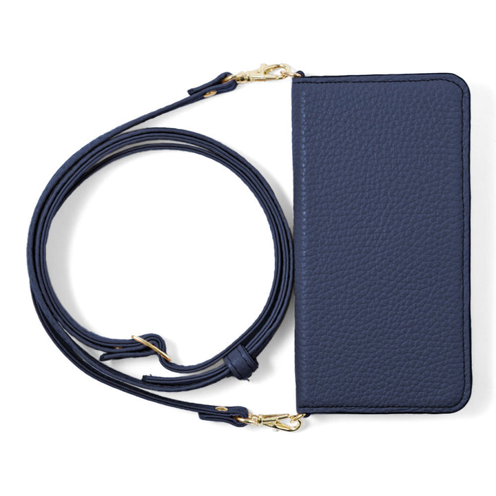 本革 32色 イタリアンシュリンクレザー ショルダーストラップ付き 手帳型ケース iPhoneシリーズ