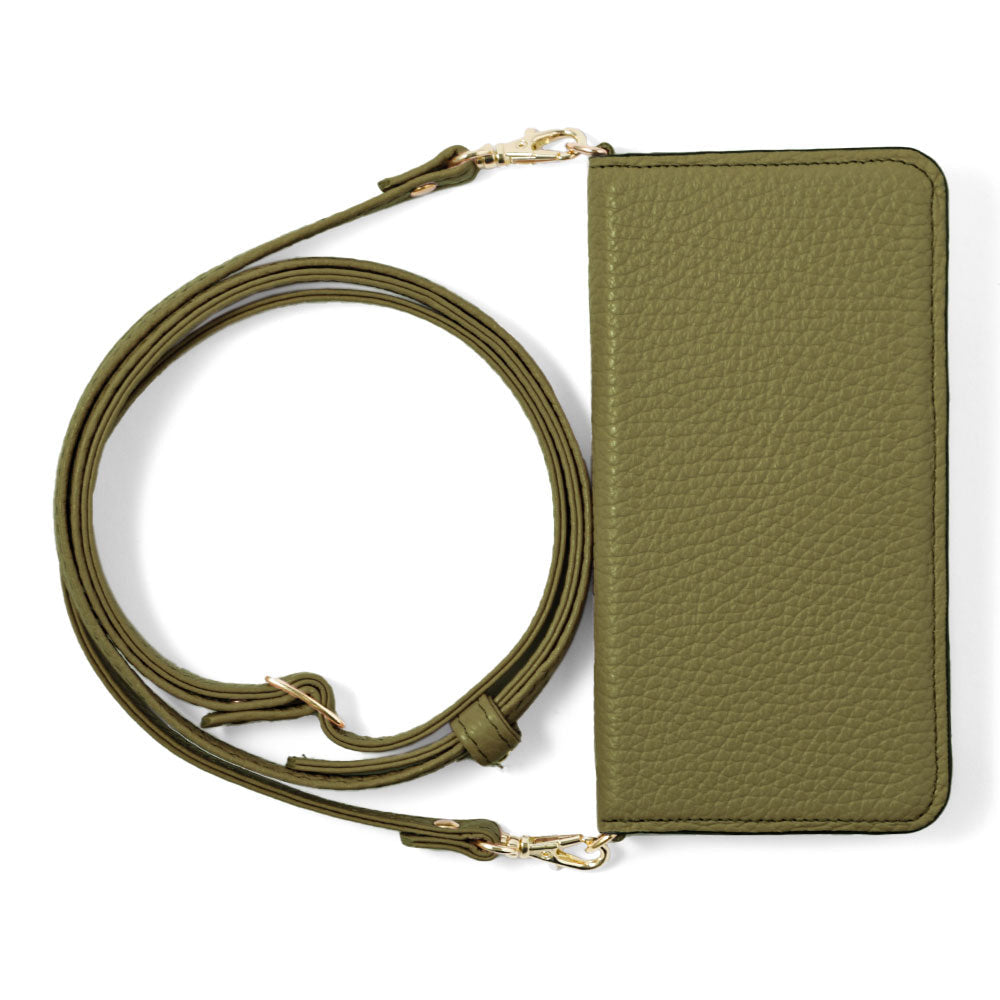 本革 32色 イタリアンシュリンクレザー ショルダーストラップ付き 手帳型ケース AQUOSシリーズ