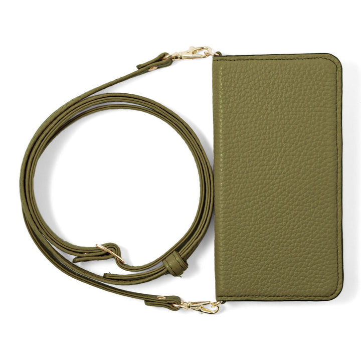 本革 32色 イタリアンシュリンクレザー ショルダーストラップ付き 手帳型ケース iPhoneシリーズ