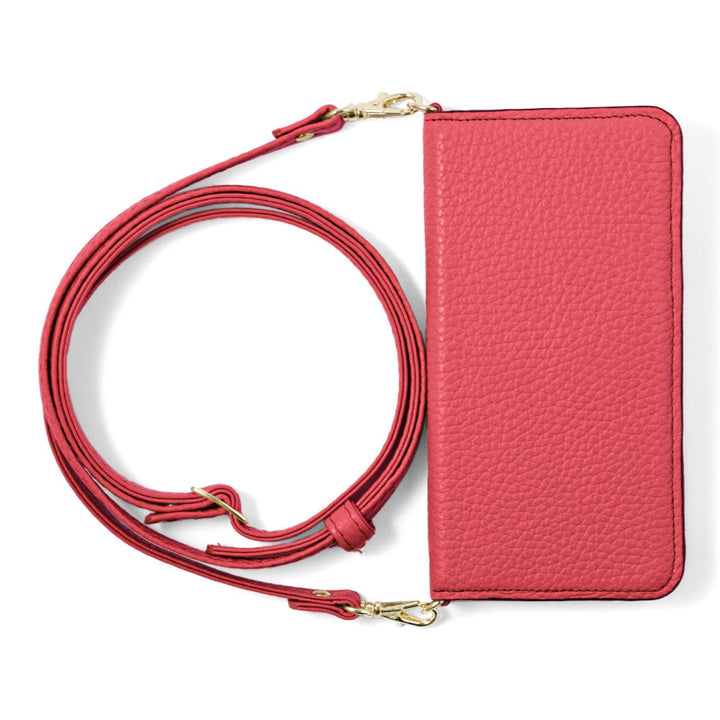 本革 32色 イタリアンシュリンクレザー ショルダーストラップ付き 手帳型ケース iPhoneシリーズ