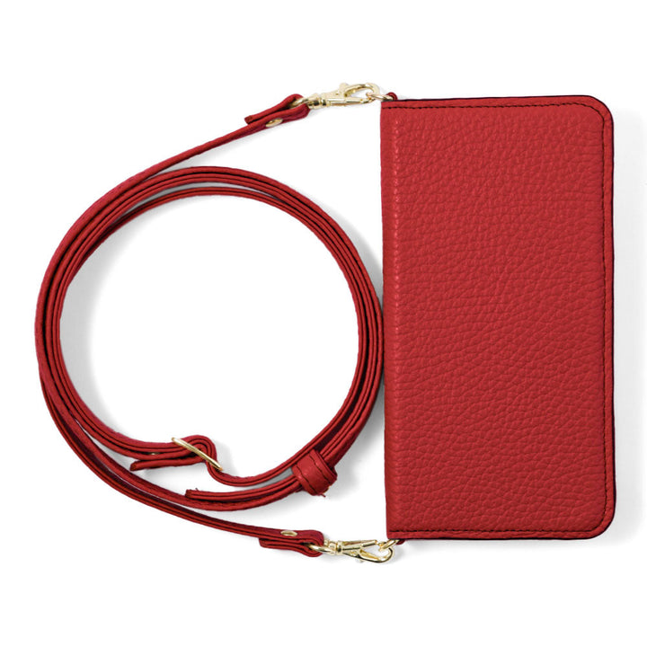 本革 32色 イタリアンシュリンクレザー ショルダーストラップ付き 手帳型ケース iPhoneシリーズ