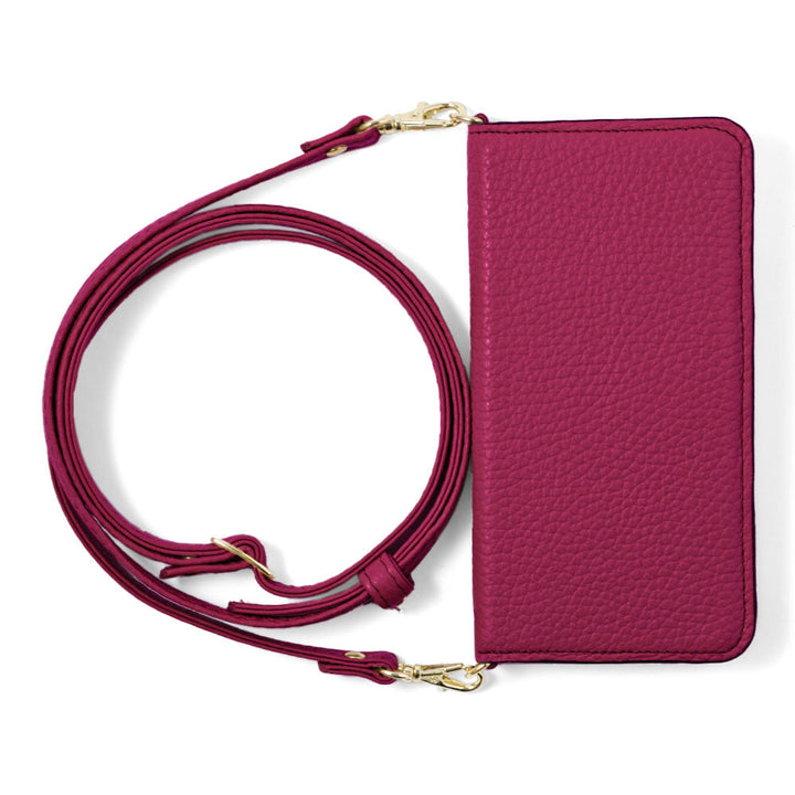 本革 32色 イタリアンシュリンクレザー ショルダーストラップ付き 手帳型ケース AQUOSシリーズ