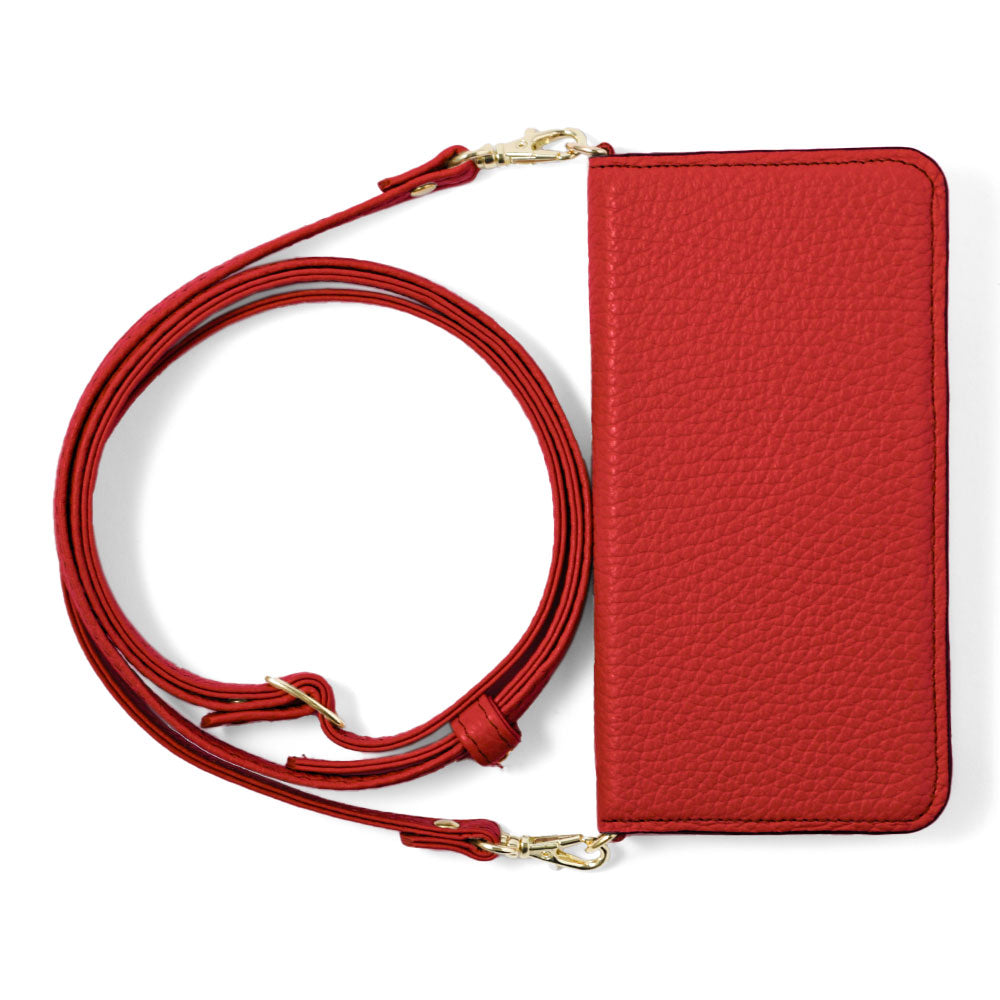 本革 32色 イタリアンシュリンクレザー ショルダーストラップ付き 手帳型ケース AQUOSシリーズ