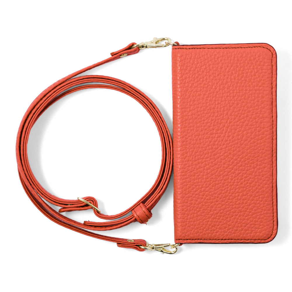 本革 32色 イタリアンシュリンクレザー ショルダーストラップ付き 手帳型ケース AQUOSシリーズ