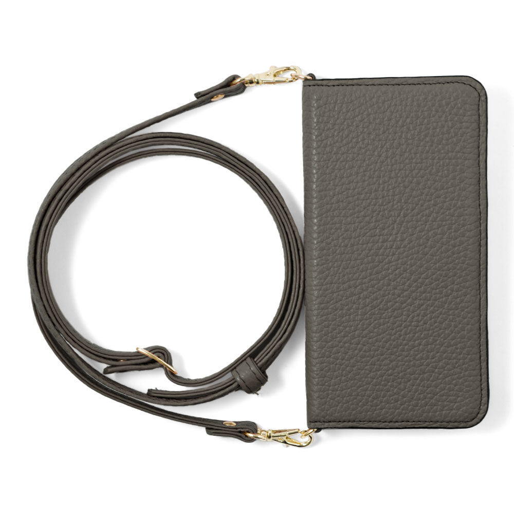 本革 32色 イタリアンシュリンクレザー ショルダーストラップ付き 手帳型ケース AQUOSシリーズ