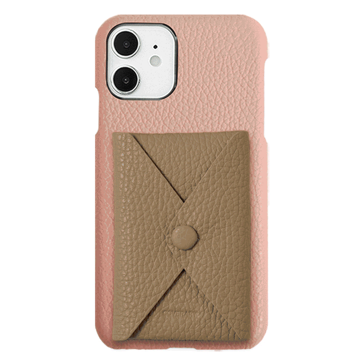 自分でデザイン 蓋ありポケット 背面ケース 本革 32色 イタリアンシュリンクレザー