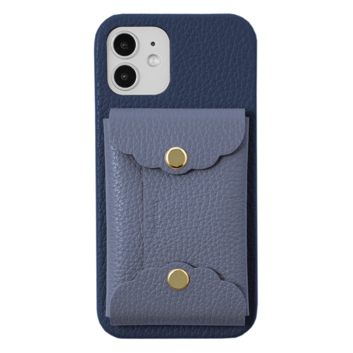 Genuine leather 32 colors Italian shrink leather scallop card case attached back case Galaxy series